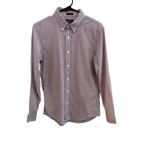 Abercrombie & Fitch Men's Small Super Slim Fit Button Down Burgundy White Stripe
